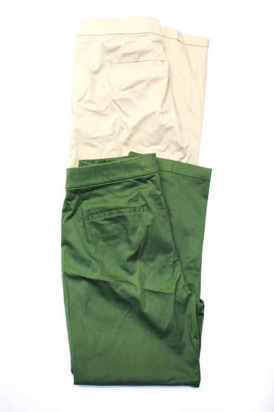 J Crew Womens Zipper Fly Pleated Straight Leg Pants Brown Green Size 6 Lot 2