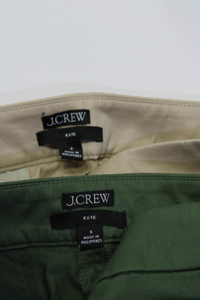 J Crew Womens Zipper Fly Pleated Straight Leg Pants Brown Green Size 6 Lot 2