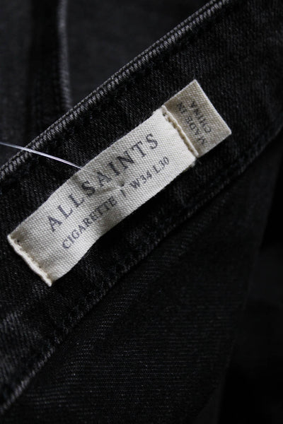 Allsaints Mens Cigarette Slim Leg Button Fly Jeans Pants Dark Gray Size 34 x 30