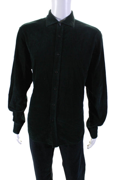 Ralph Lauren Collection Mens Long Sleeve Corduroy Shirt Dark Green Size XL