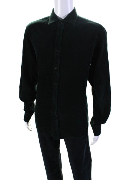 Ralph Lauren Collection Mens Long Sleeve Corduroy Shirt Dark Green Size XL