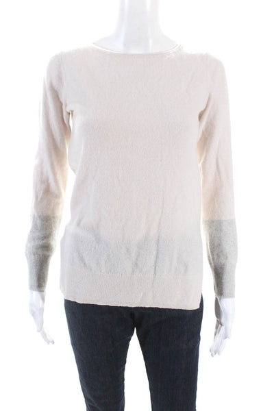 Club Monaco Womens Cashmere Colorblock Long Sleeve Pullover Sweater Pink Size S