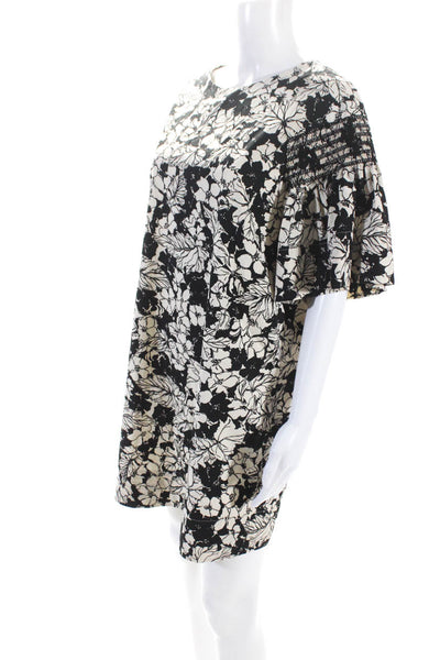 Weekend Max Mara Womens Floral Print Keyhole Mini Shift Dress Beige Black Size 8