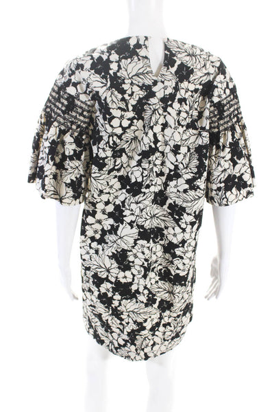 Weekend Max Mara Womens Floral Print Keyhole Mini Shift Dress Beige Black Size 8