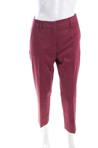 Weekend Max Mara Womens Cotton Pleated Front Crop Cigarette Trousers Pink Size 8