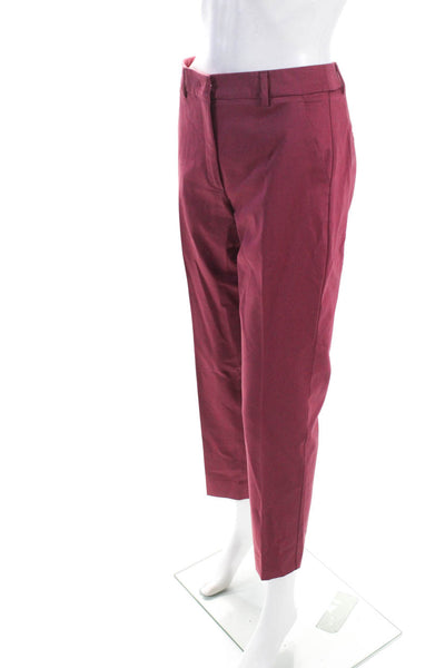 Weekend Max Mara Womens Cotton Pleated Front Crop Cigarette Trousers Pink Size 8