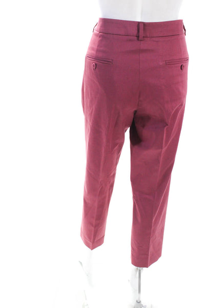 Weekend Max Mara Womens Cotton Pleated Front Crop Cigarette Trousers Pink Size 8