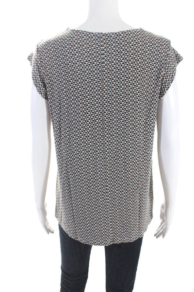 Weekend Max Mara Womens Geometric Print Cap Sleeve Blouse Black Beige Size S