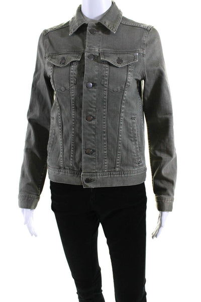 AG Adriano Goldschmied Womens Denim Button Down Jacket Green Size Small