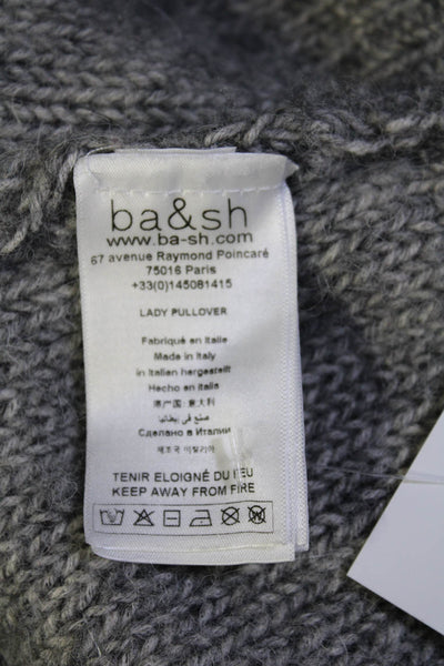 Ba&Sh Womens Collared Long Sleeves Lady Pullover Sweater Gray Cotton Size Medium