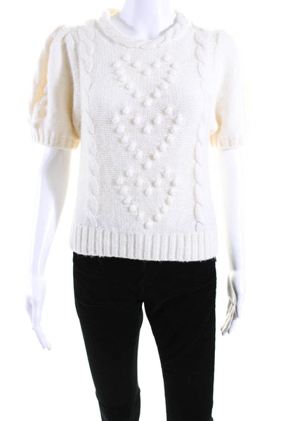 & Other Stories Womens Alpaca Cable Knit Short Sleeves Sweater White Size Small