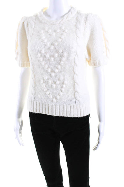 & Other Stories Womens Alpaca Cable Knit Short Sleeves Sweater White Size Small