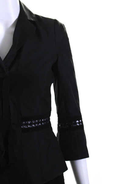 Robert Rodriguez Black Label Womens Knit Trim Button Down Jacket Black Size 2