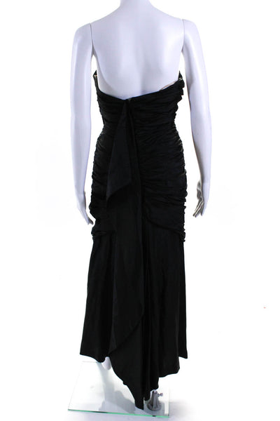 BCBG Max Azria Womens Strapless Ruched Evening Gown Black Size 4