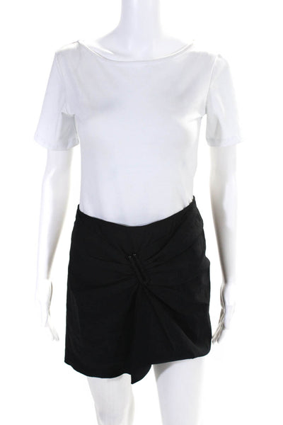 A.L.C. Womens Black Linen Drape Detail Mini A-Line Skirt Size 4