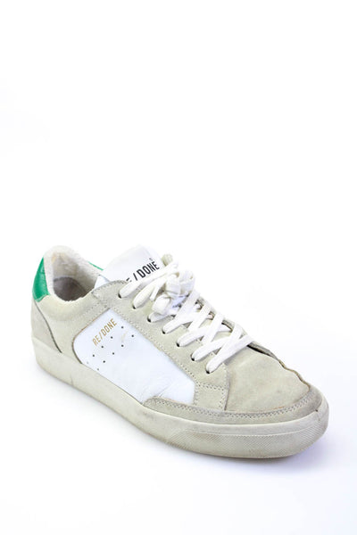 Re/Done Womens White Suede Green Trim 90's Skate Fashion Sneakers Shoes Size 7