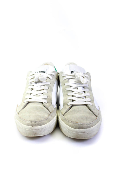 Re/Done Womens White Suede Green Trim 90's Skate Fashion Sneakers Shoes Size 7