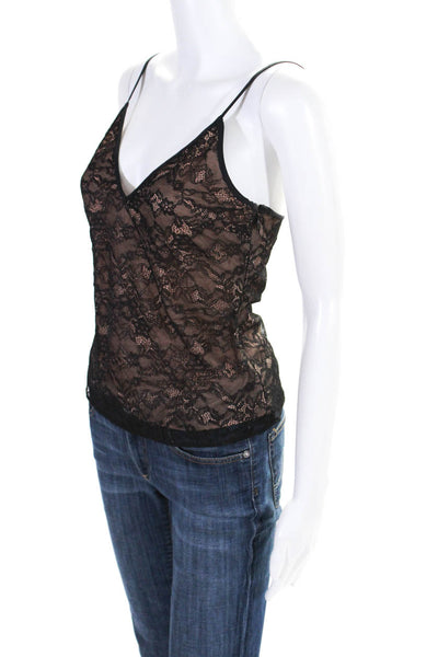 Cami NYC Womens Black Lace Nude V-Neck Sleeveless Camisole Top Size S