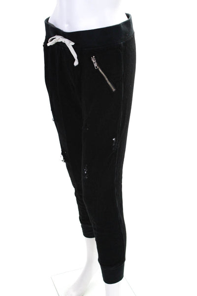 Philanthropy Womens Zip Pocket Distressed Skinny Sweatpants Black Size Medium