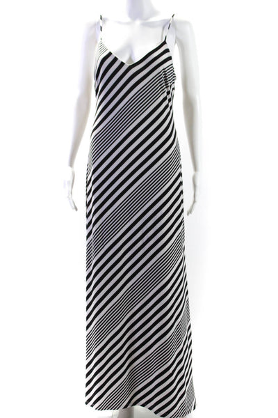 Lauren Ralph Lauren Womens White Black Striped V-Neck Shift Dress Size 8