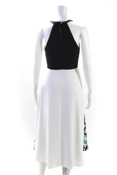 DKNY Womens White Black Printed Crew Neck Sleeveless Shift Dress Size 4