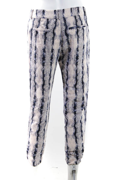 Parker Womens Blue Cream Silk Printed High Rise Straight Leg Pants Size 2