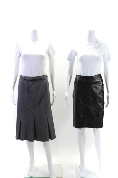 Neiman Marcus Canda C&A Womens Black Leather Front Zip Pencil Skirt Size S lot 2