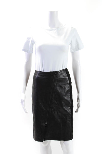 Neiman Marcus Canda C&A Womens Black Leather Front Zip Pencil Skirt Size S lot 2