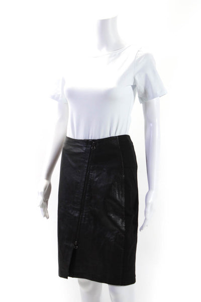 Neiman Marcus Canda C&A Womens Black Leather Front Zip Pencil Skirt Size S lot 2