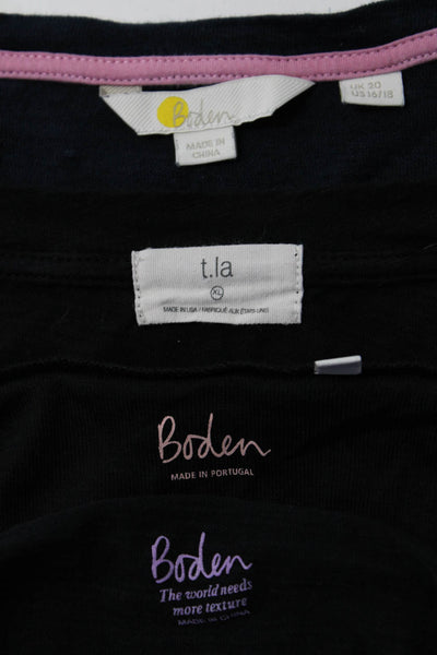 T.LA Boden Womens Cotton Short Sleeve Shirts Tops Black Blue Size XL 16/18 Lot 4