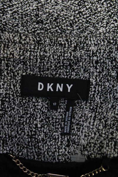 DKNY Womens Full Zipper Jacket Black White Cotton Blend Size 10