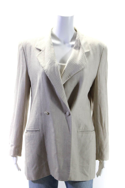 Escada Margaretha Ley Womens Blazer Jacket Beige Wool Blend Size EUR 40