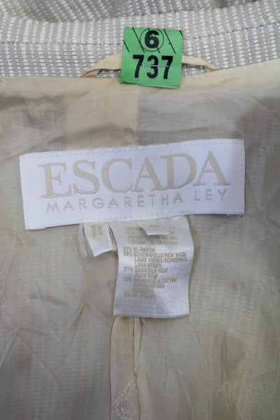 Escada Margaretha Ley Womens Blazer Jacket Beige Wool Blend Size EUR 40