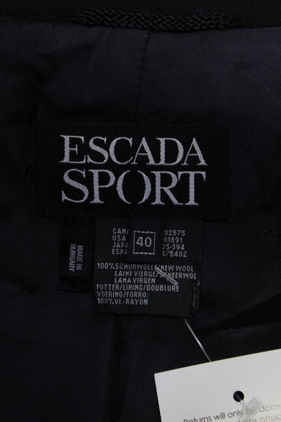 Escada Sport Womens Button Down Suit Jacket Black Wool Size EUR 40