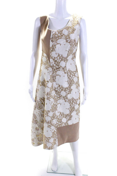 Stella McCartney Womens Floral Print Sleeveless A Line Dress Beige Size EUR 40