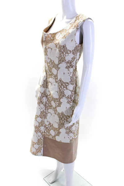 Stella McCartney Womens Floral Print Sleeveless A Line Dress Beige Size EUR 40