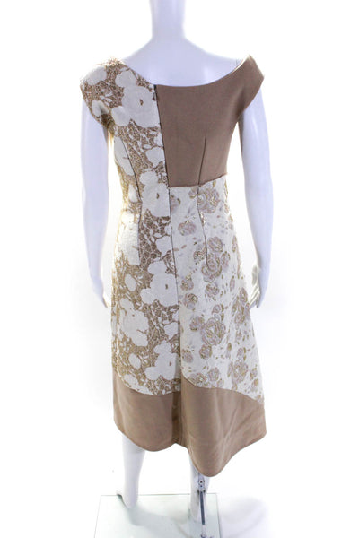 Stella McCartney Womens Floral Print Sleeveless A Line Dress Beige Size EUR 40