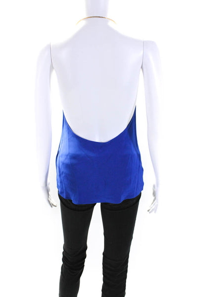 Cushnie Et Ochs Womens Silk Chain Link Cowl Neck Tank Top Blue Size 4