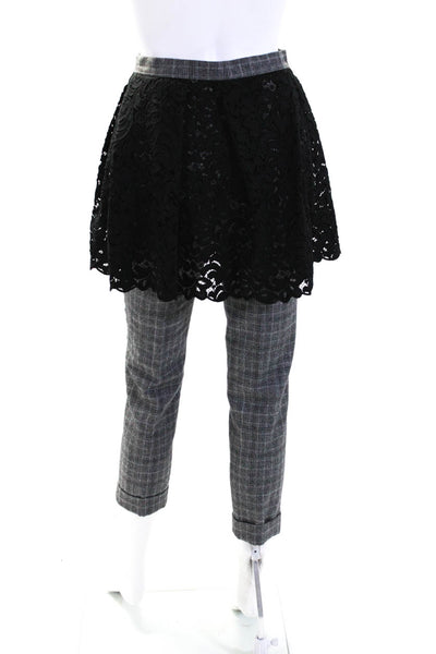 Kolor Womens Plaid Print Lace Layered Hook & Eye Dress Skirt Pants Gray Size 1