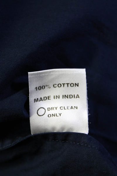 Soler Womens Cotton Flounce Long Sleeve Ruffled Blouse Top Navy Size L