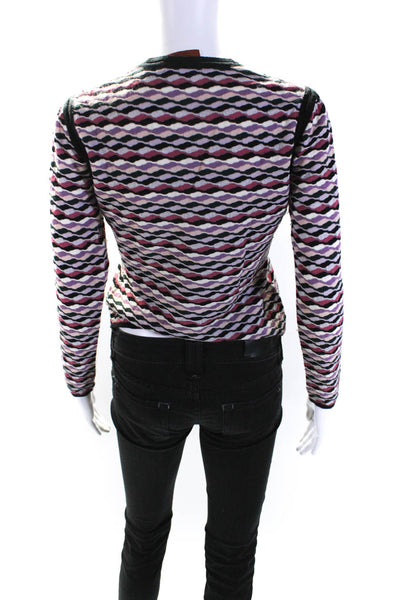 Missoni Womens Wool Striped Textured Cut-Out Long Sleeve Top Pink Size EUR40