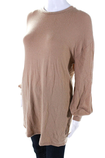 Reformation Jeans Womens Brown Crew Neck Long Sleeve Tunic Sweater Top Size XS