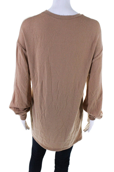 Reformation Jeans Womens Brown Crew Neck Long Sleeve Tunic Sweater Top Size XS