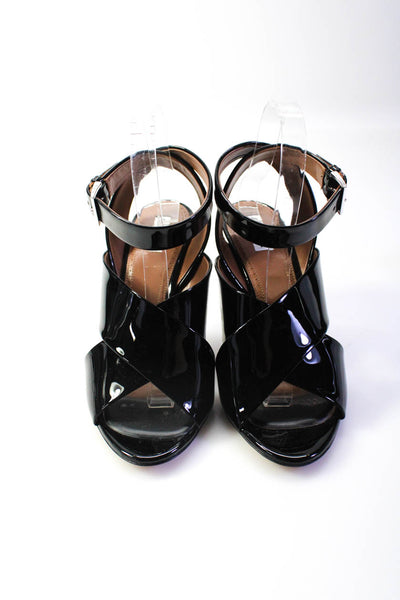 Alaia Womens Patent Leather Strappy Open Toe Ankle Strap Heels Black Size 39 9