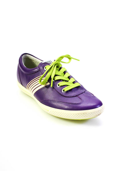 ECCO Womens Leather Round Toe Lace Up Low Top Sneakers Purple Size 39 9