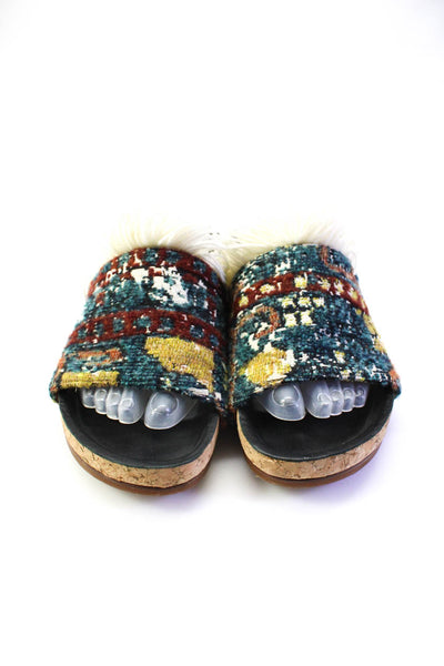 Chloe Womens Woven Fringe Trim Slide On Sandals Slides Multicolor Size 39 9