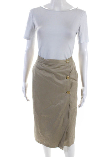 Giorgio Armani Womens Button Fornt Knee Length Pencil Skirt Brown Size IT 38