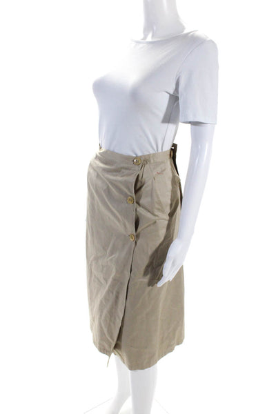 Giorgio Armani Womens Button Fornt Knee Length Pencil Skirt Brown Size IT 38