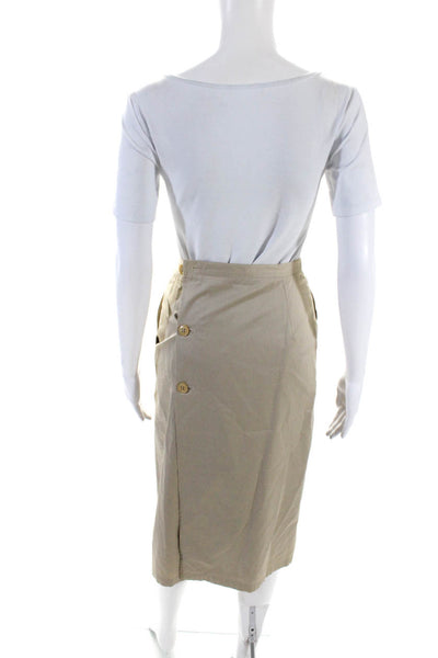 Giorgio Armani Womens Button Fornt Knee Length Pencil Skirt Brown Size IT 38