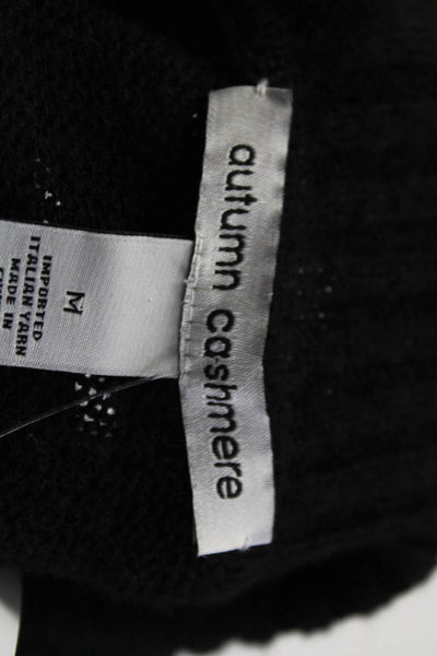 Autumn Cashmere Womens Oversize Distressed Turtleneck Sweater Black Size Medium